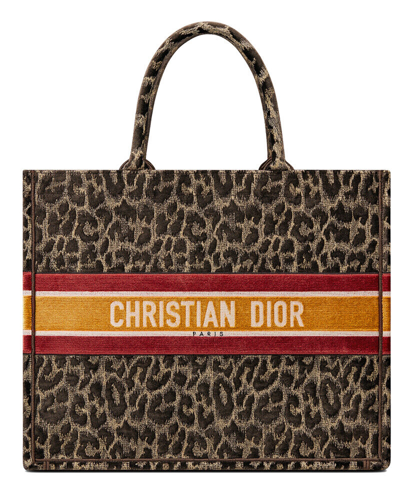 Christian Dior Book Tote Velvet Mizza Embroidery Coffee